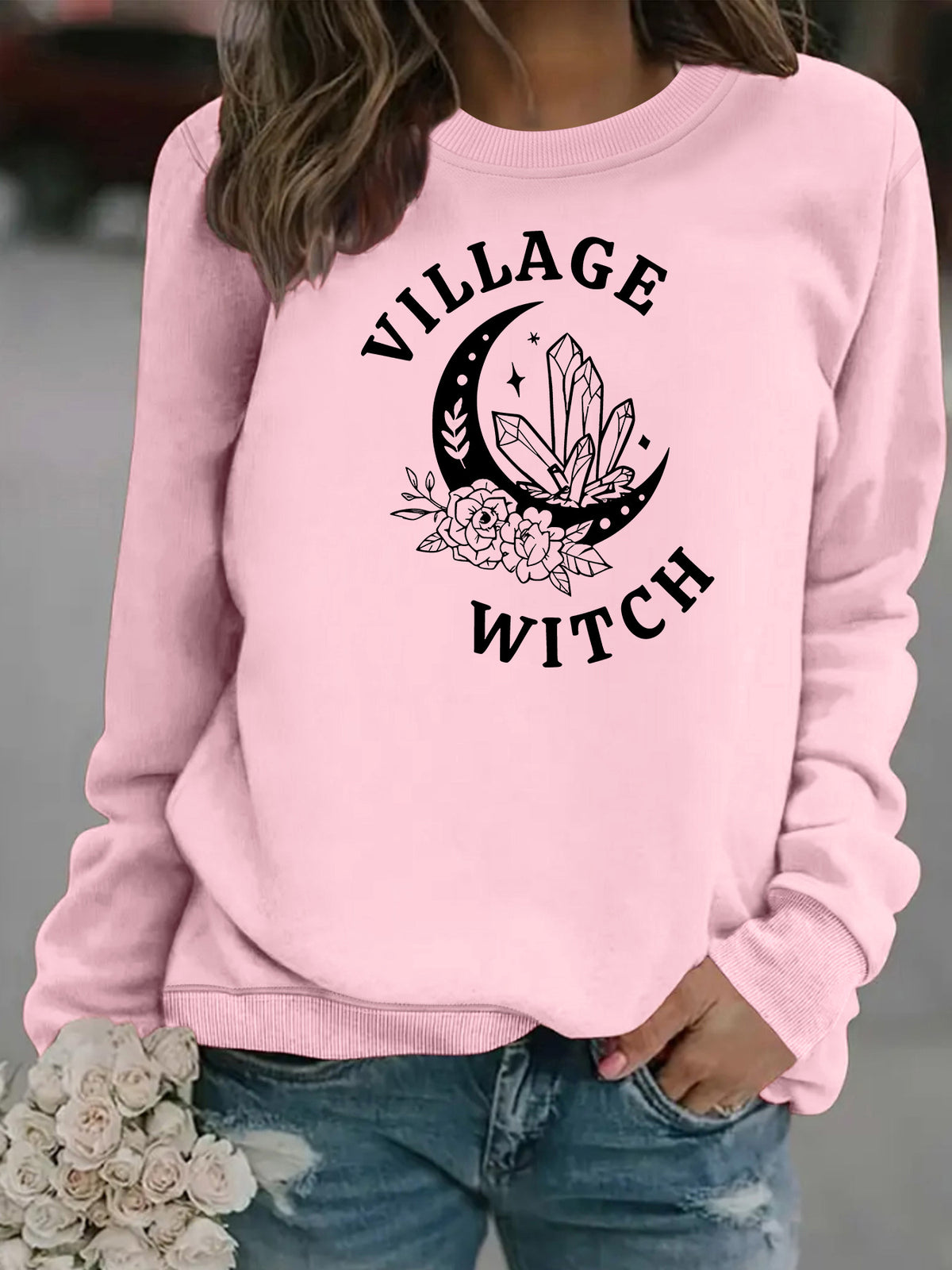 Women's Casual Printed Lantern-Sleeve Sweatshirt