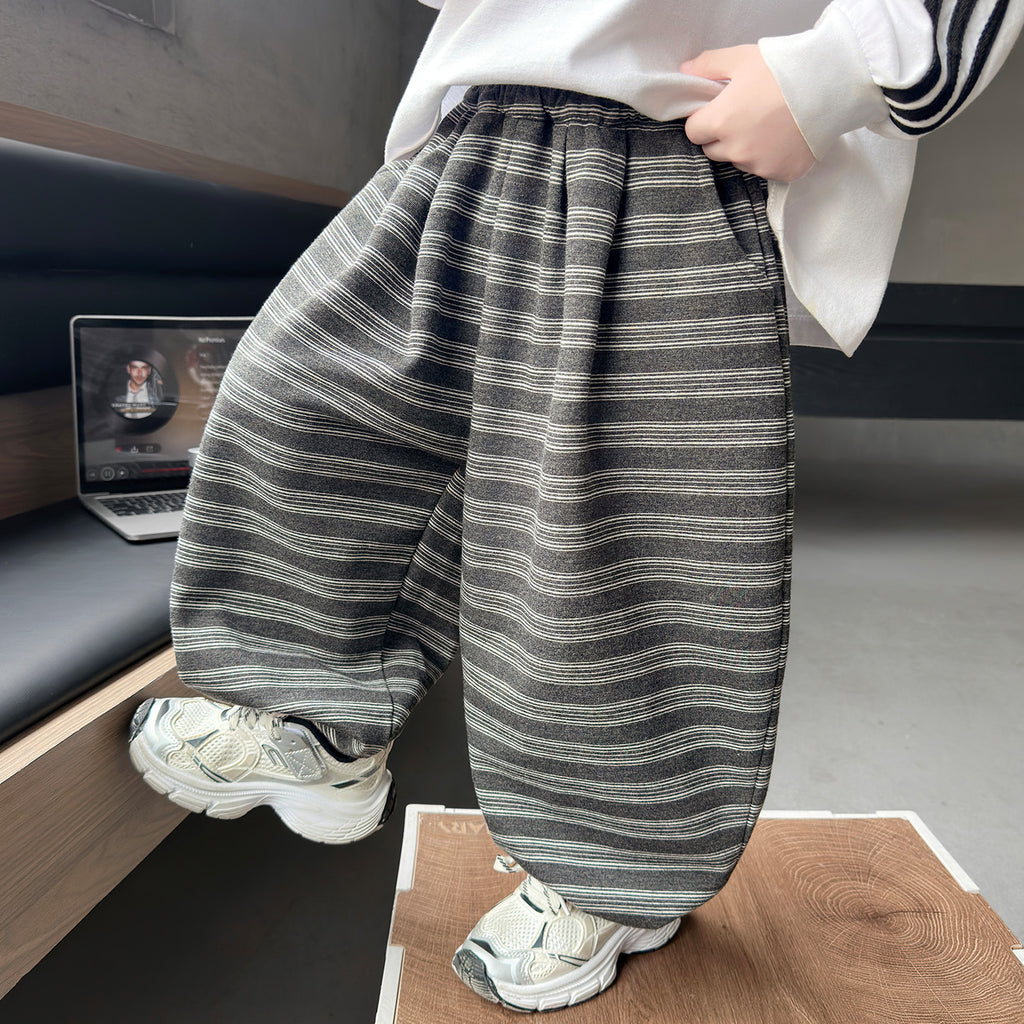 Boys' Dark Gray Loose Harem Pants