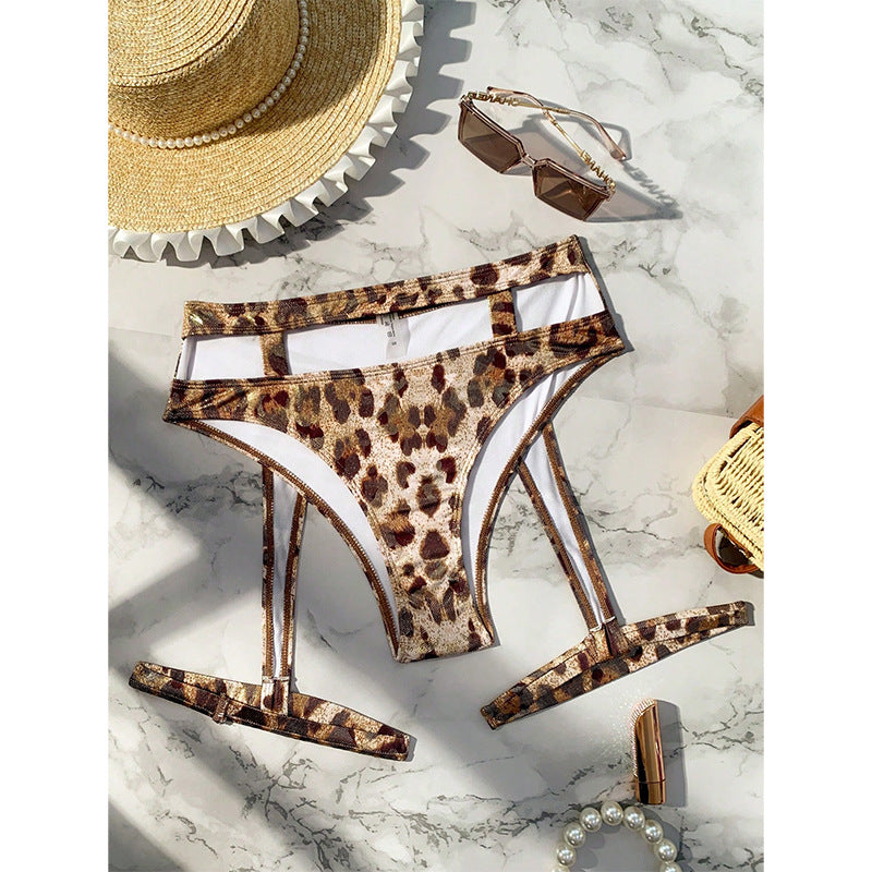 Sexy Leopard Print Bikini Swimwear for Women Beach Resort Spa Swim Shorts