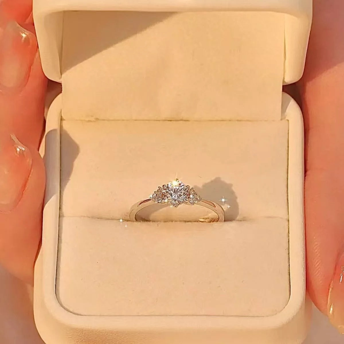 Sterling silver ring with 1-carat moissanite gemstone, featuring a sleek and elegant design.