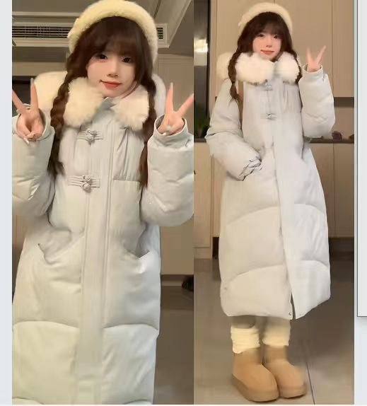 Women's Long Puffer Coat with Large Fur Collar - Winter Fashion Quilted Jacket eprolo