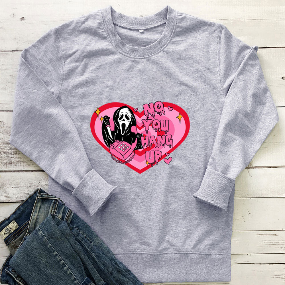 Women's Love-Print Loose Crewneck Sweatshirt