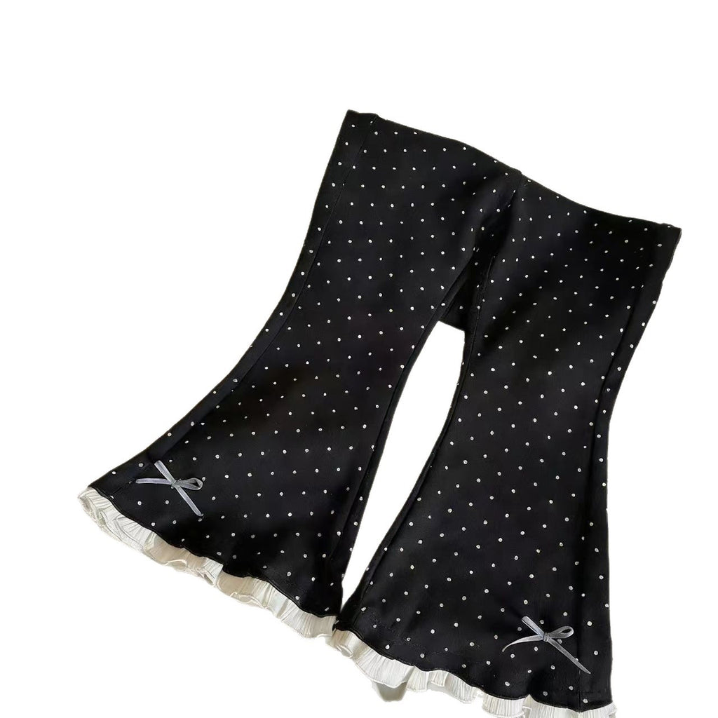 Flared Polka Dot Casual Pants Retro Fashion for Toddler Girls