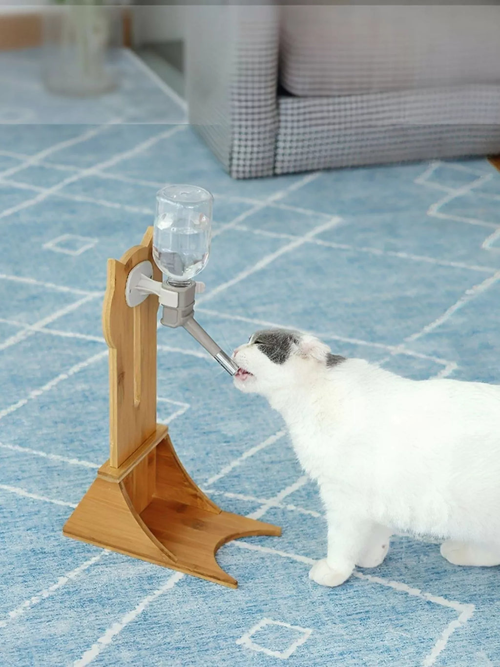 Wooden pet water dispenser by Trendsi with a natural wood finish, featuring a spout for easy water access for pets.