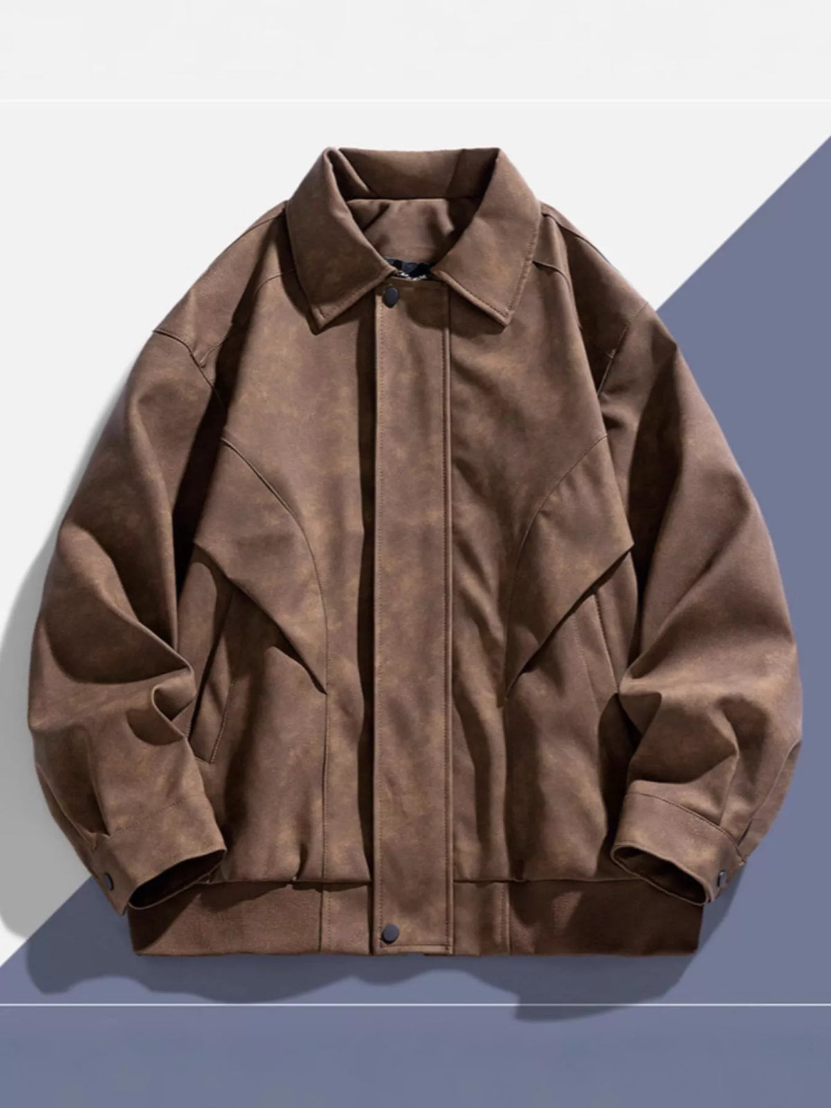 Men's plus size long sleeve button-up casual jacket, view 5