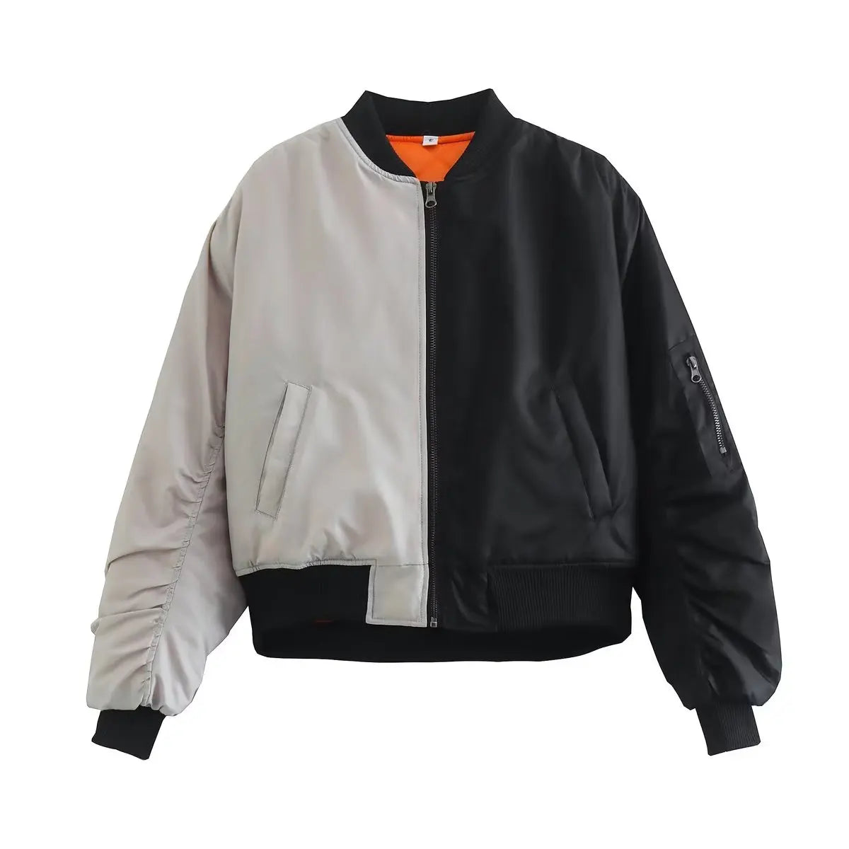 Women's Jacket Fashion Patchwork Bomber Jackets For Women Coat Autumn With Pockets Long Sleeve New in Outerwears