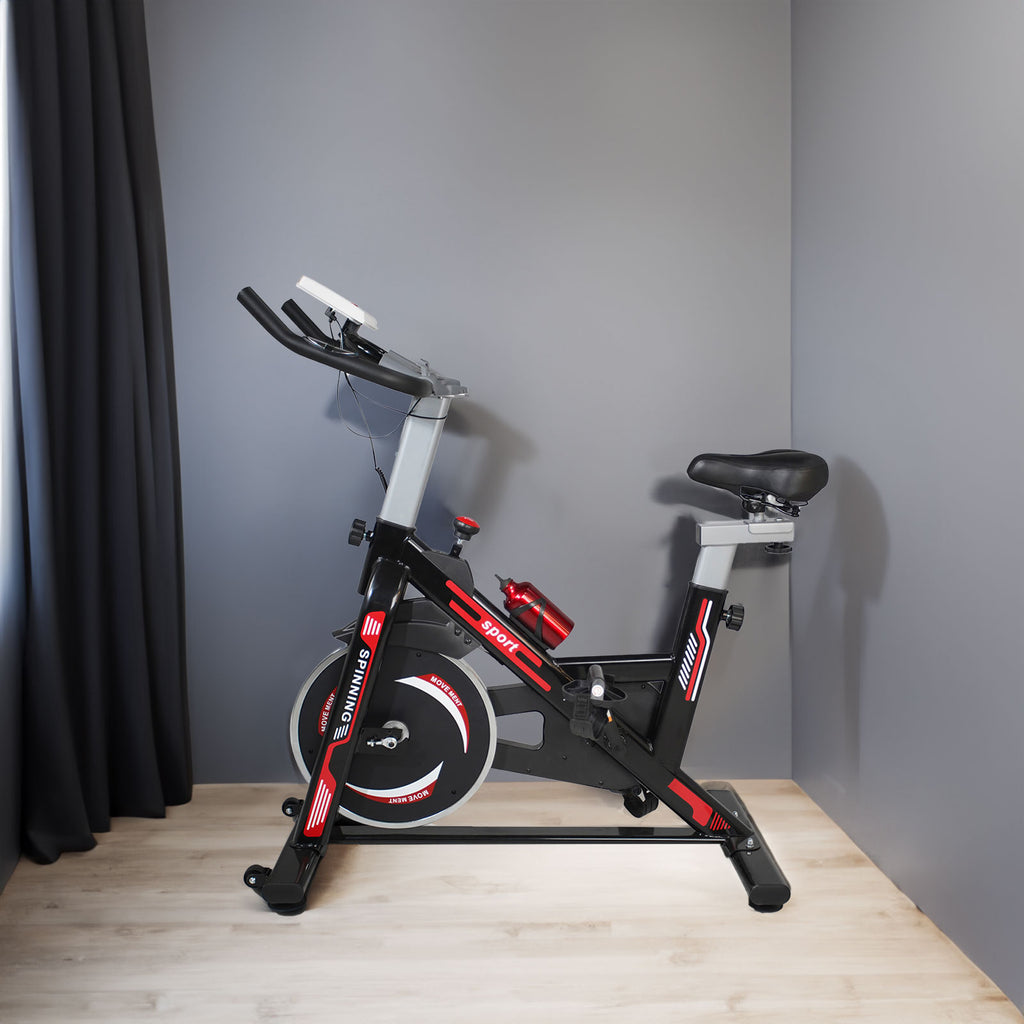 Indoor Cycling Exercise Bike with 30-lb Flywheel – Black/Red