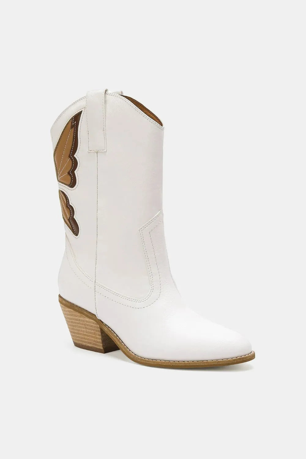 Beast Fashion butterfly cut detail point toe boots by Trendsi, featuring butterfly accents and sleek pointed toe design.