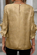 Asymmetrical Ruffle-Sleeve Blouse – Gold