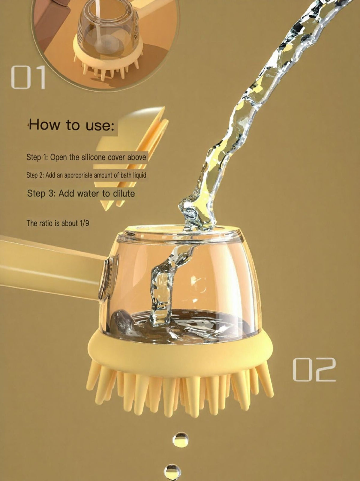 Liquid pet bath brush from Trendsi with soft bristles for easy cleaning and bathing of dogs and cats.