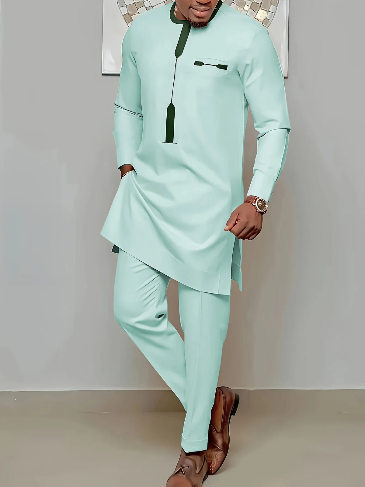 Men's Printed Dashiki Two-Piece Set