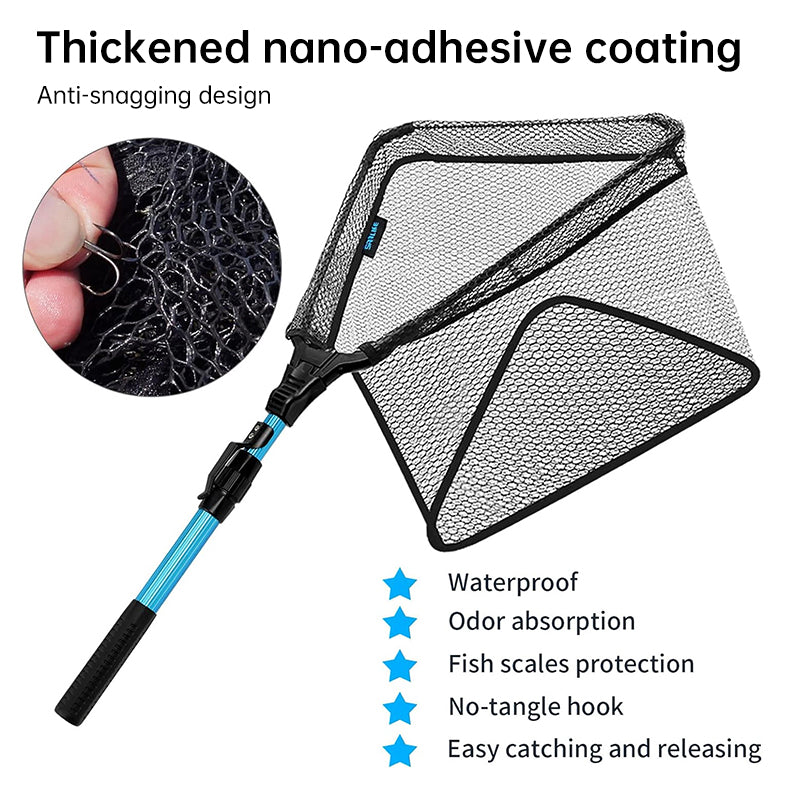 1PC Aluminum Alloy Retractable Triangular Fishing Net – Telescopic Folding Landing Net with Extendable Pole, Portable Collapsibl eprolo
