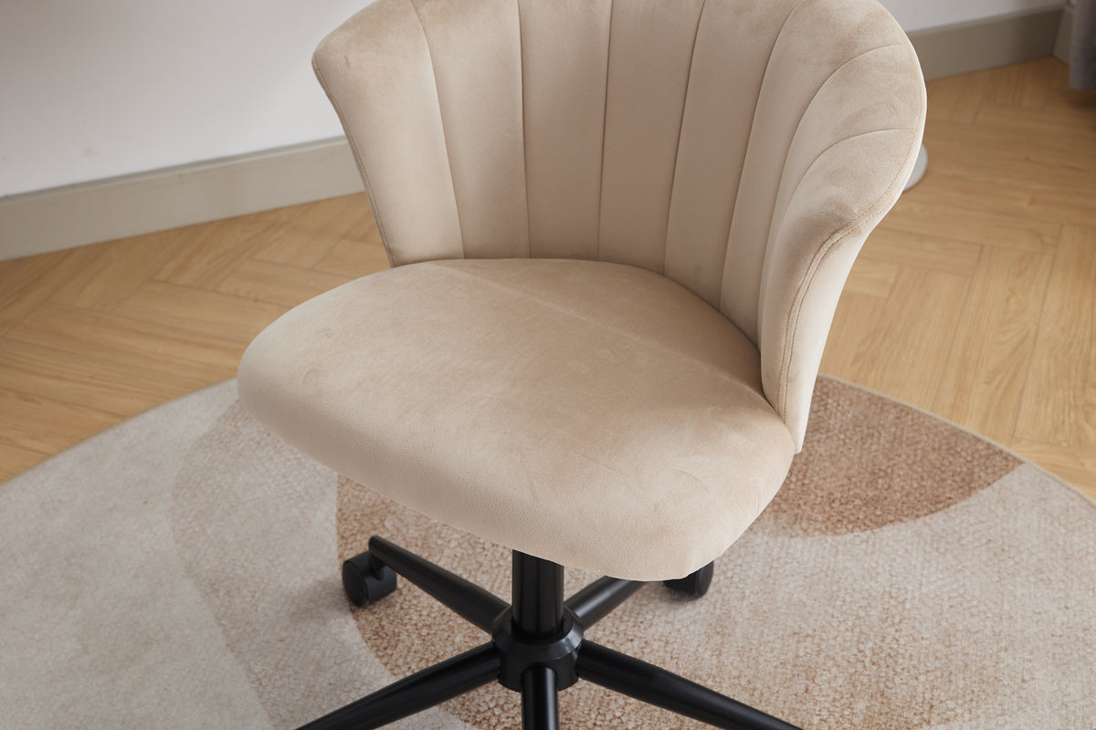 Camel Velvet-Style Swivel Office Chair