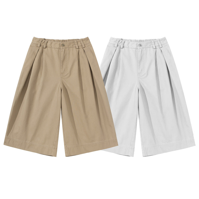 l Loose Wide-Leg Seven-Eighth Pants Men Simple Basic Versatile Shorts