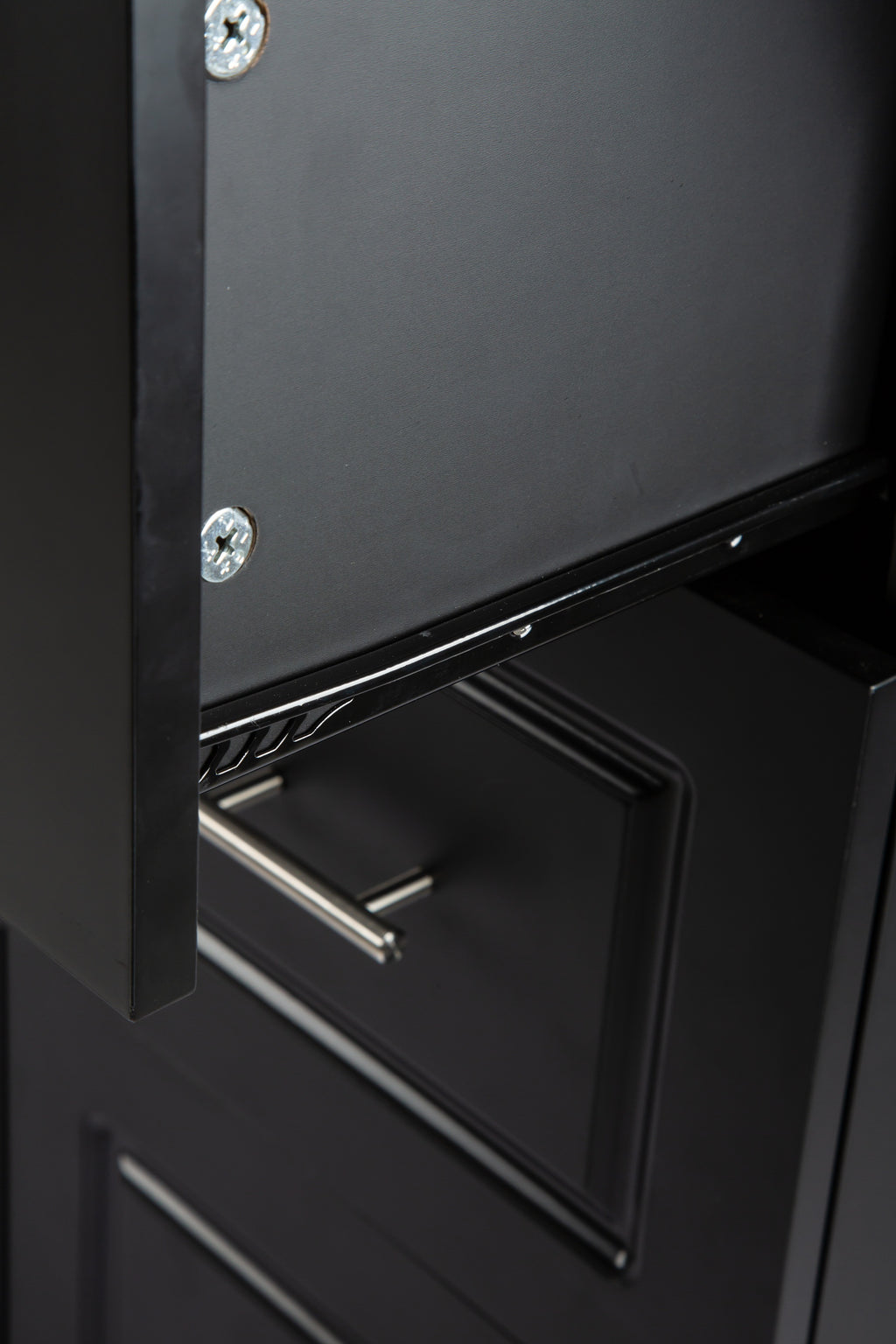 Black Rolling Kitchen Island with Extendable Rubber-Wood Top