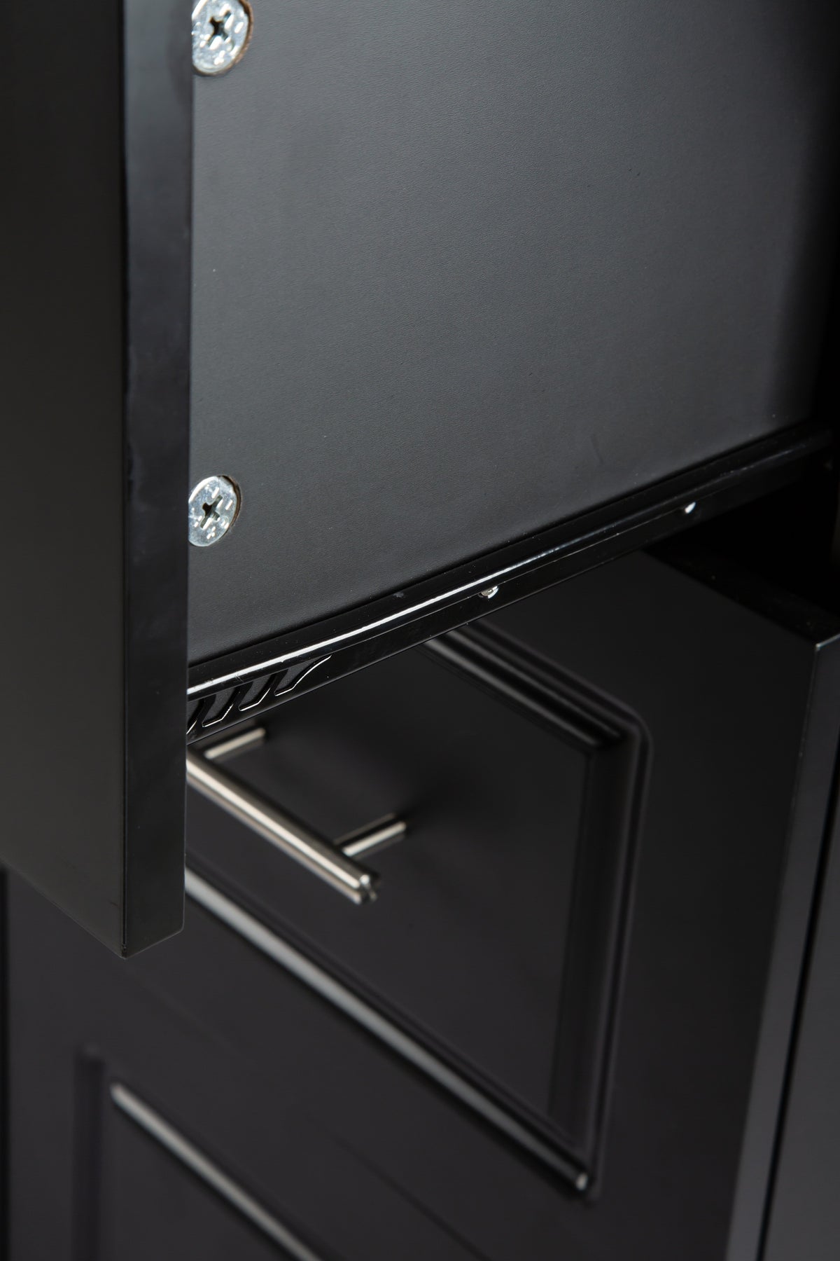Black Rolling Kitchen Island with Extendable Rubber-Wood Top