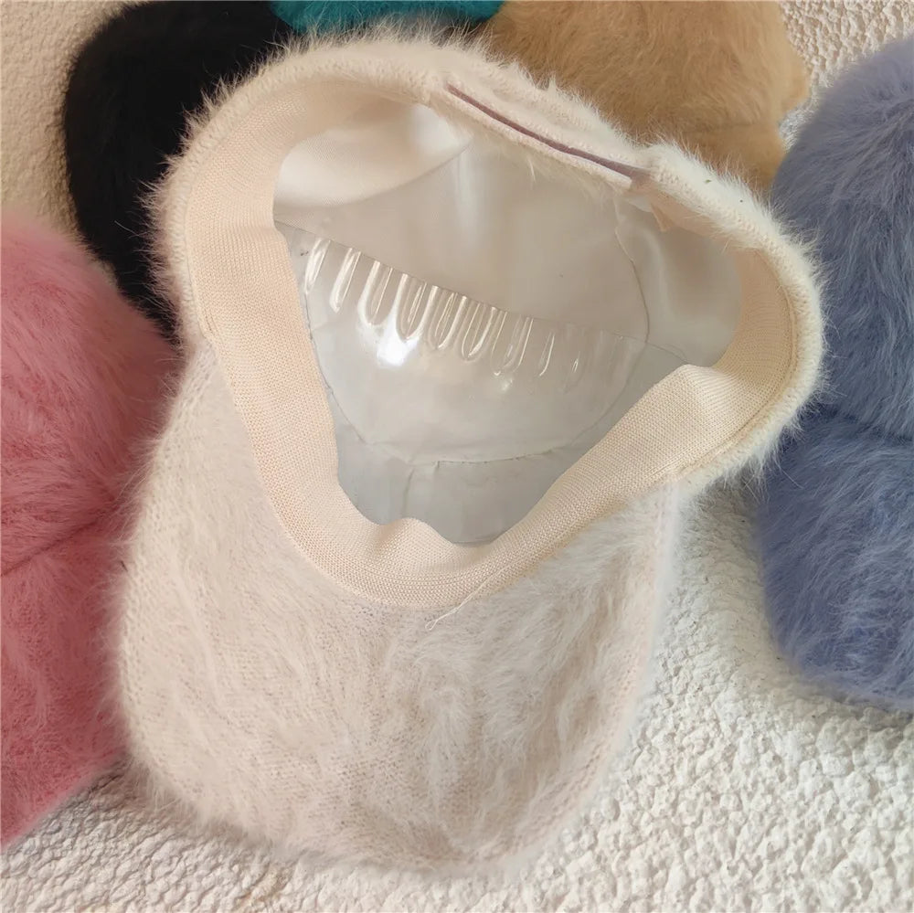 Winter soft imitation fur baseball cap women  Solid color warm baseball caps for women outdoor Casual eprolo