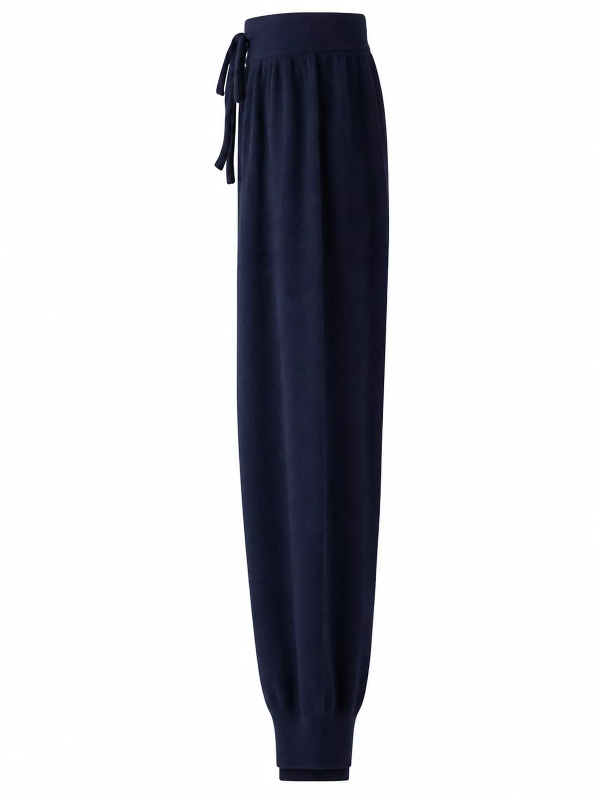 High-waisted drawstring wool sweater pants, view 2