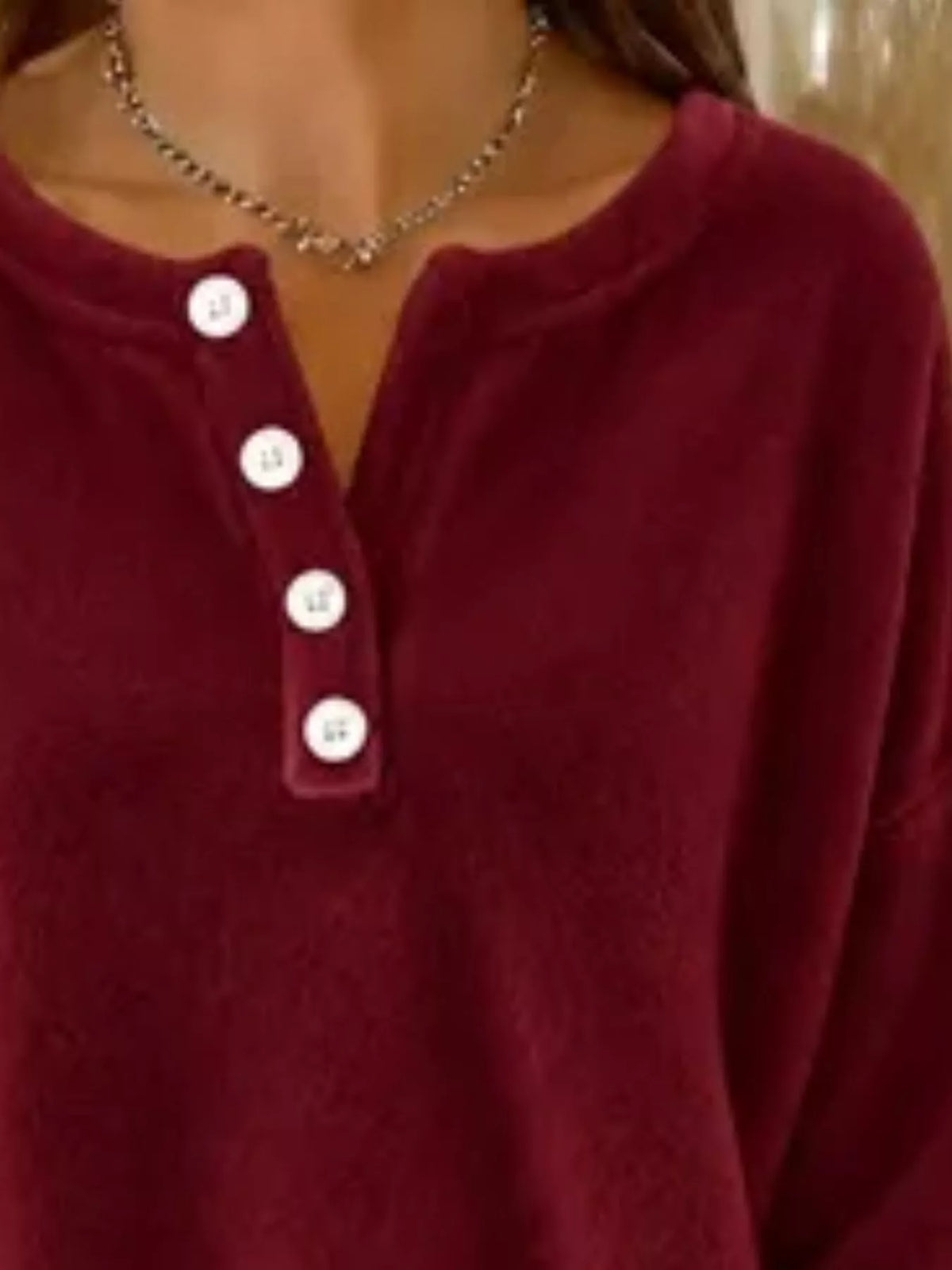 Button detail dropped shoulder sweatshirt, view 4