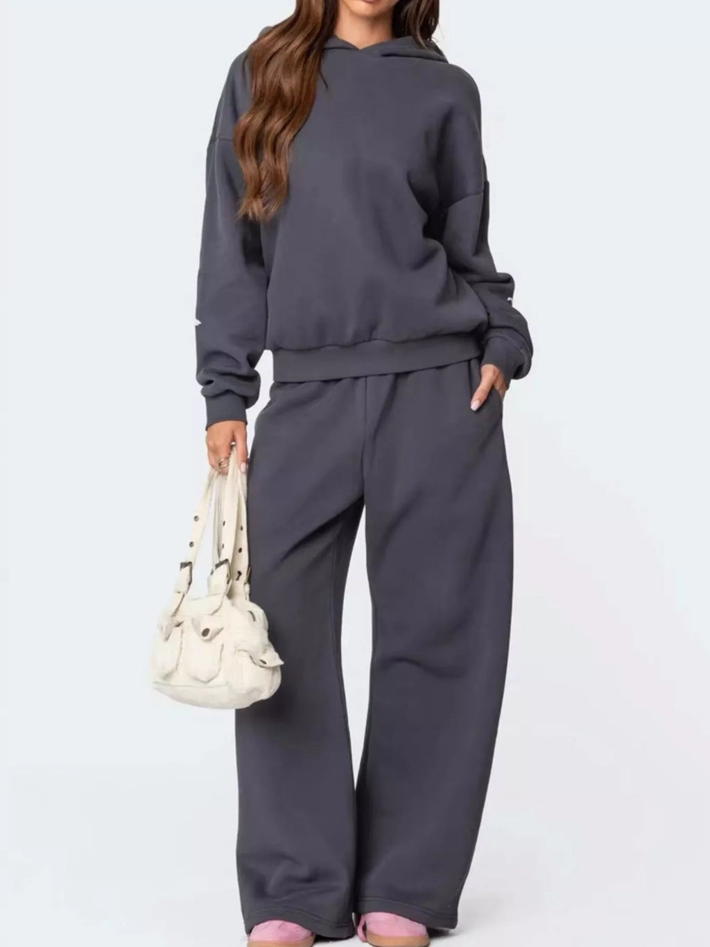 Bow and heart drop shoulder hoodie and pants set, view 8