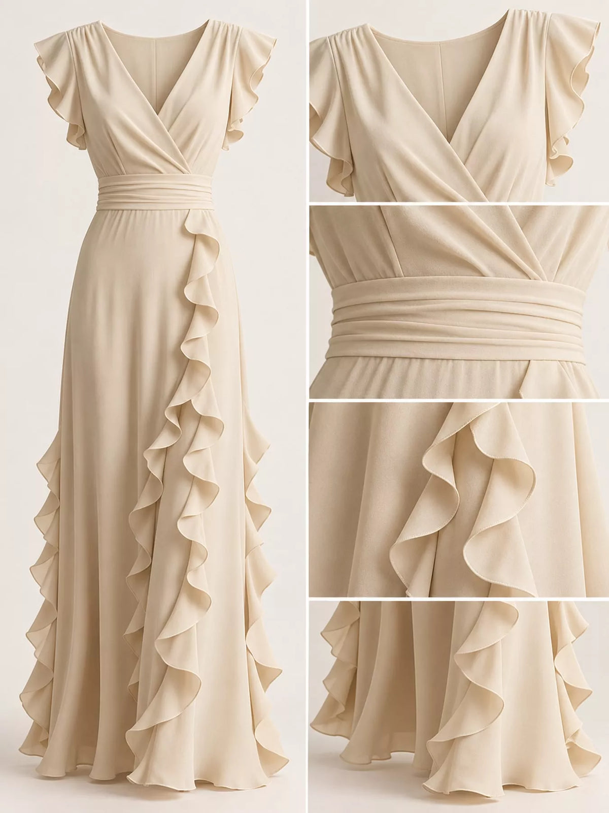 Ruffled surplice sleeveless maxi dress by Trendsi featuring flowing fabric and a flattering fit, perfect for summer occasions.