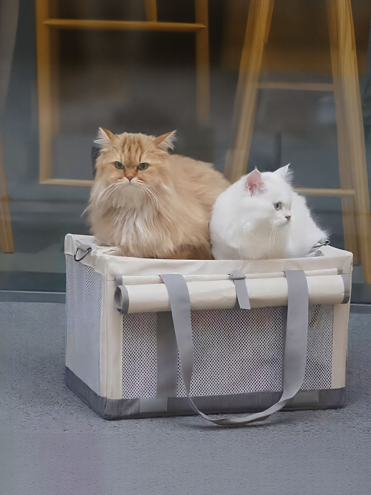 Portable breathable pet carrier bag by Trendsi, featuring mesh sides for airflow and comfortable carrying for small pets.