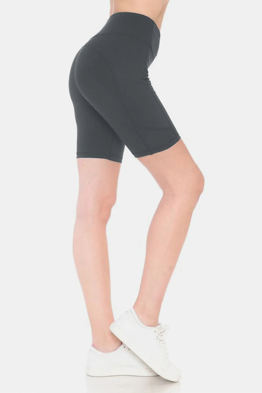 High waist active shorts by Trendsi, designed for comfort and performance, featuring a full-size, stretchy fit for active wear.