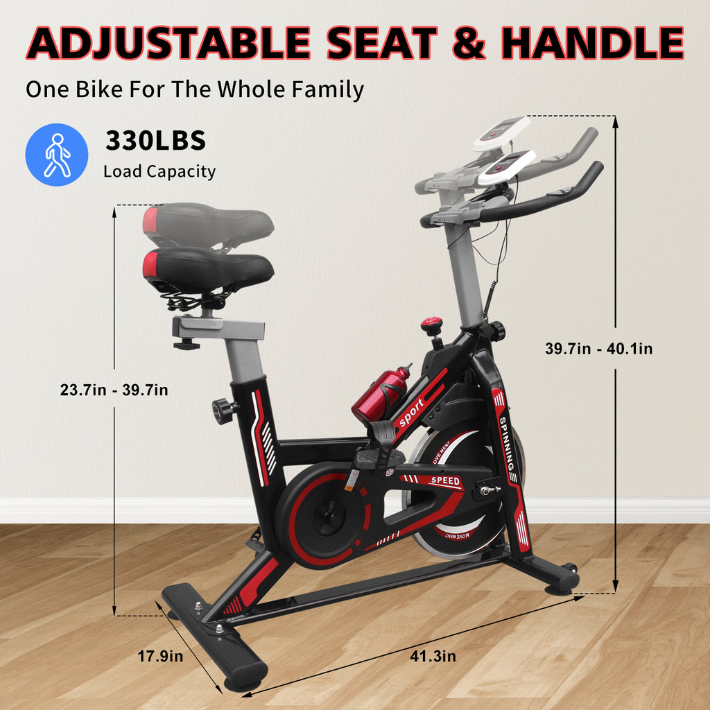 Indoor Cycling Exercise Bike with 30-lb Flywheel – Black/Red