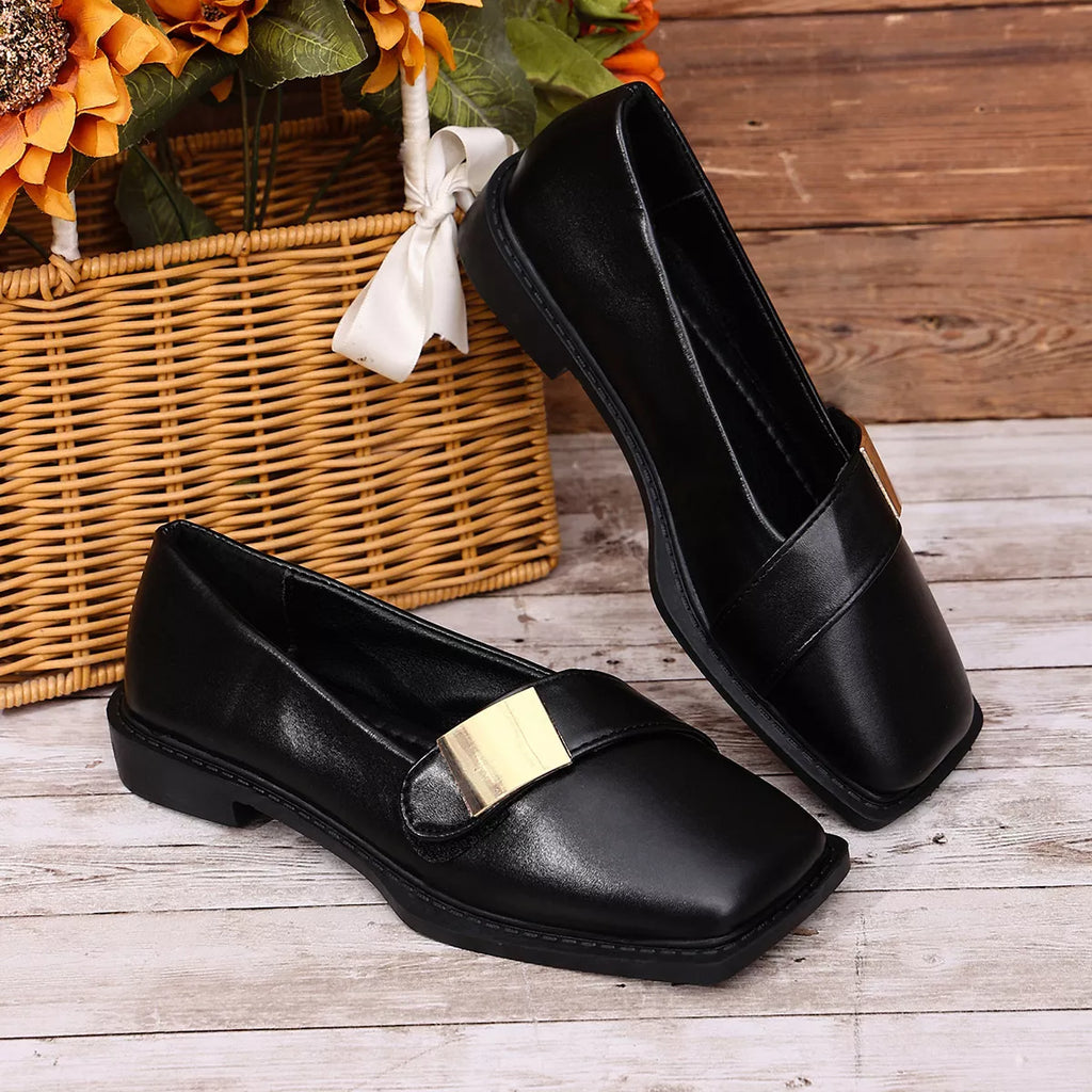 Square toe slip-on shoes by Trendsi featuring a sleek design and comfortable fit, shown in a close-up view.