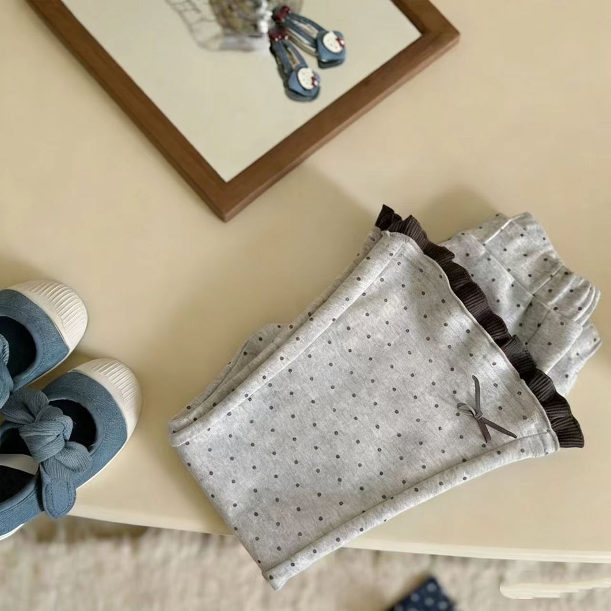 Flared Polka Dot Casual Pants Retro Fashion for Toddler Girls