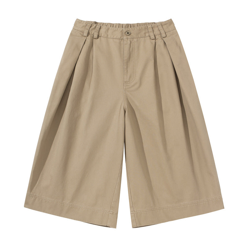 l Loose Wide-Leg Seven-Eighth Pants Men Simple Basic Versatile Shorts