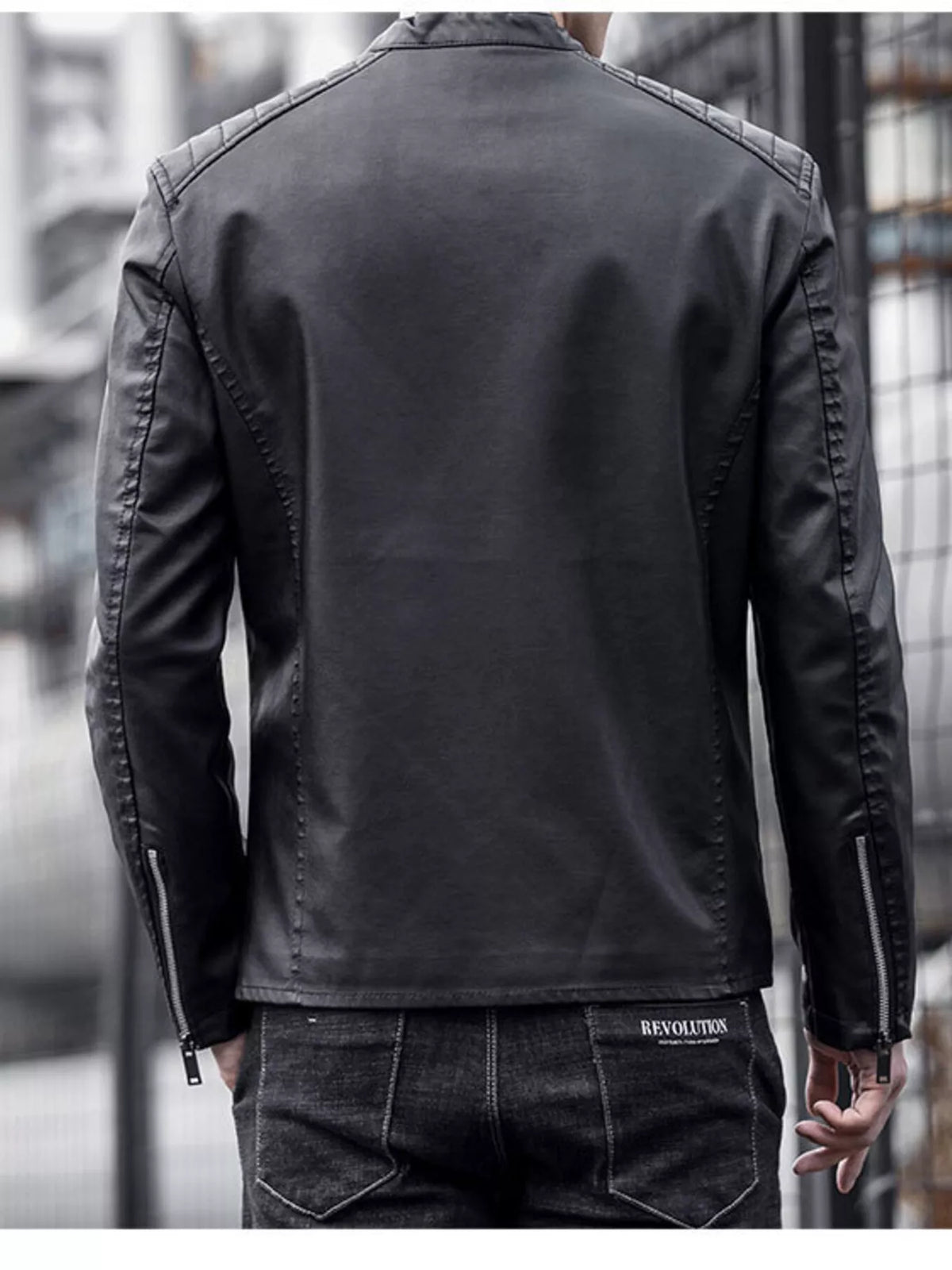 Men's plus size zip-up long sleeve jacket, view 4