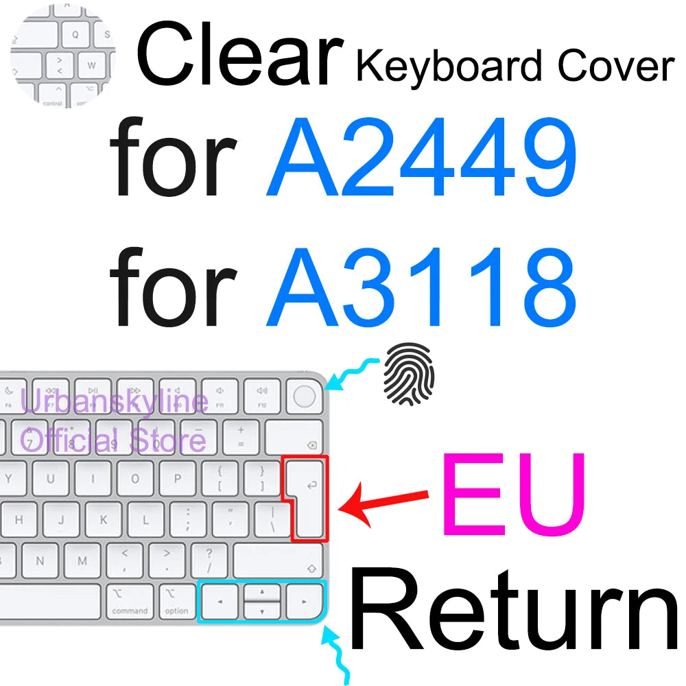 Clear Silicone Keyboard Cover for Apple Magic Keyboards