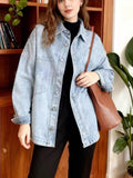 Button-down dropped shoulder denim jacket