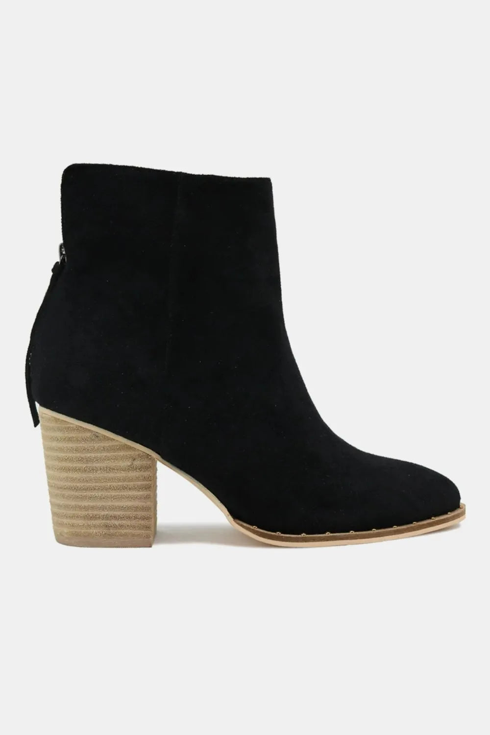 Beast Fashion suede point toe ankle booties by Trendsi, featuring a sleek design and stylish ankle height in soft suede material.