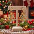 Christmas tree dangle earrings with zircon