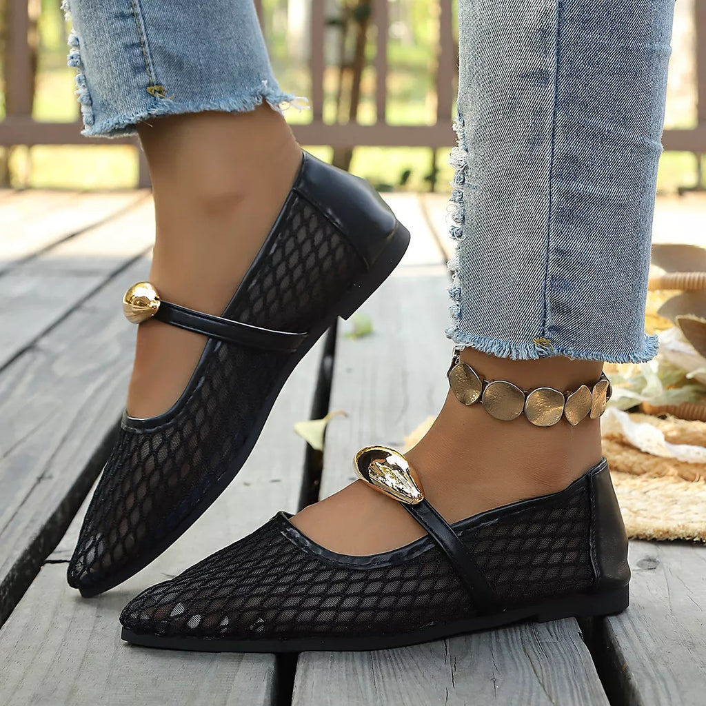 Point toe slip-on shoes by Trendsi featuring a sleek design and neutral color, perfect for stylish everyday wear.
