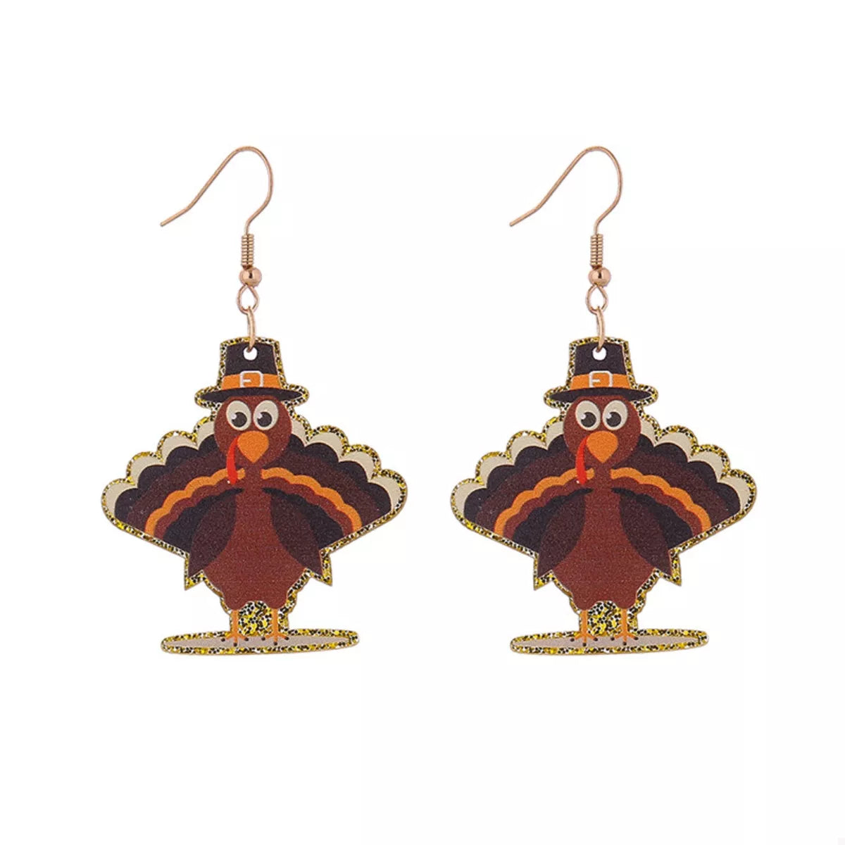Thanksgiving turkey dangle earrings, view 6