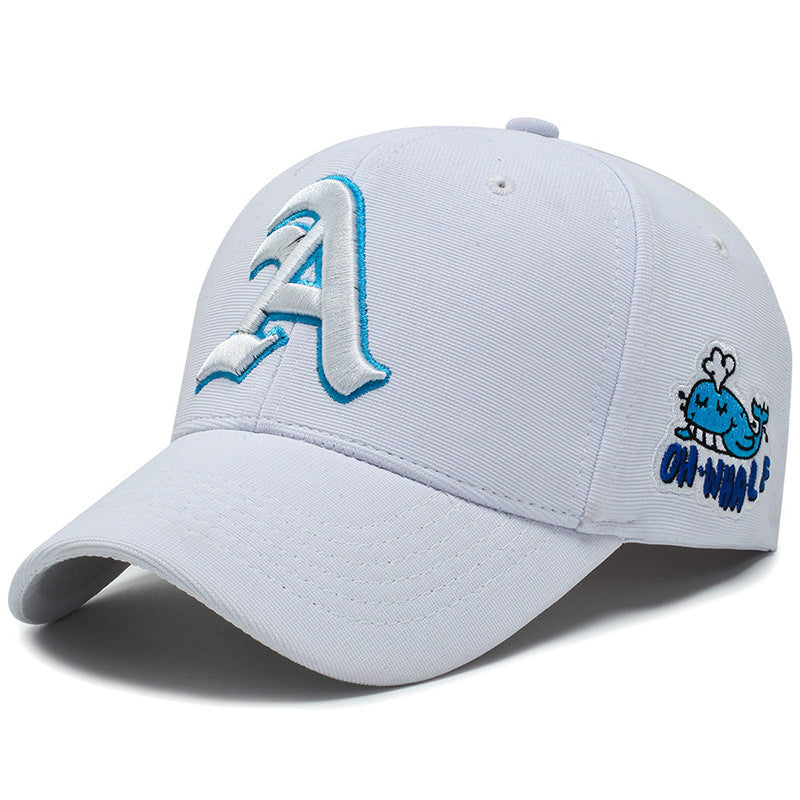 Gothic Letter-A Whale Embroidered Baseball Cap