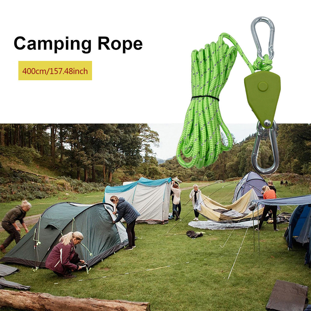 Outdoor camping canopy wind rope tent rope pulley adjuster windproof rope light fixture buckle hanging rope adjustable lifting