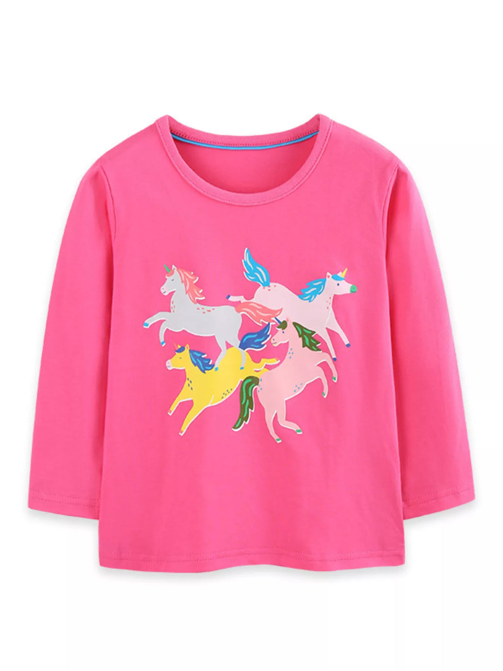 Children's unicorn graphic long-sleeve T-shirt by Trendsi featuring a colorful unicorn design on soft fabric.