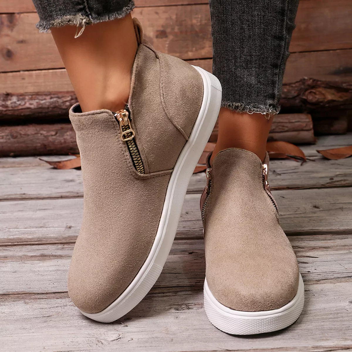 Round toe flat ankle boots, view 20
