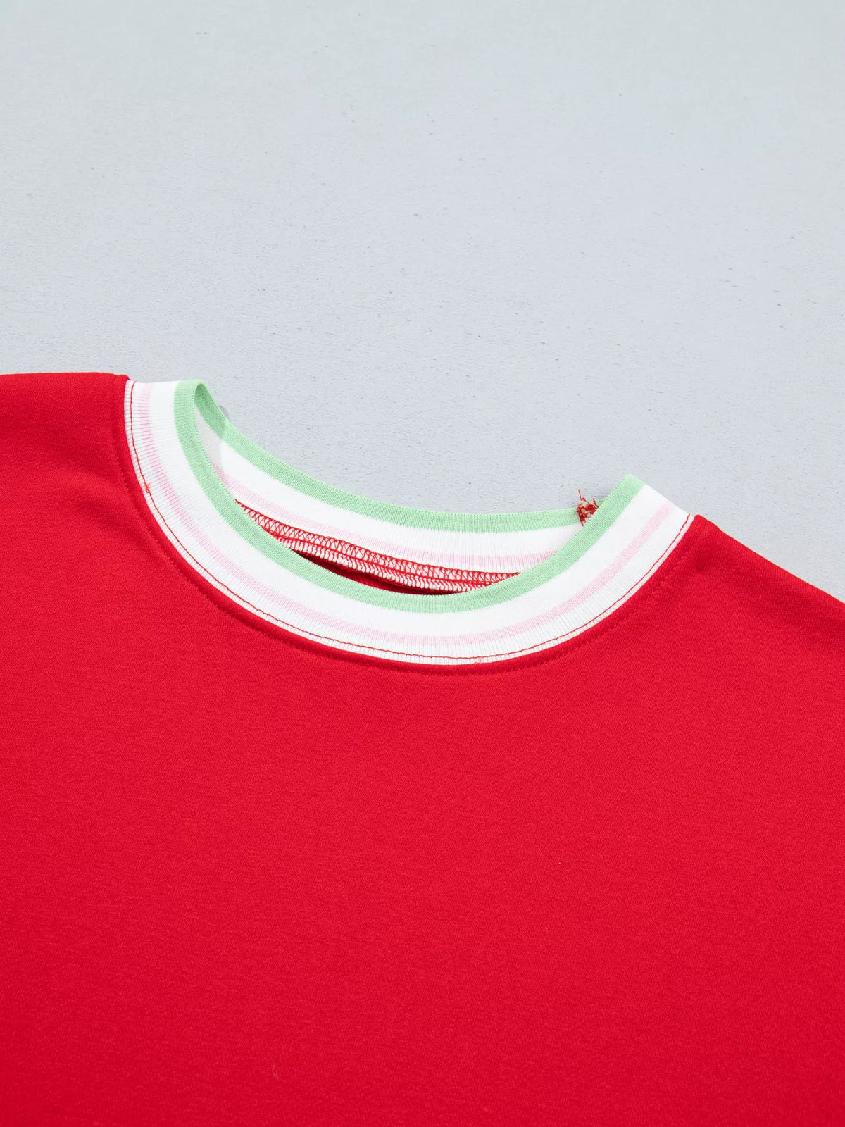 Oversized pullover sweatshirt with contrast striped trim, view 18