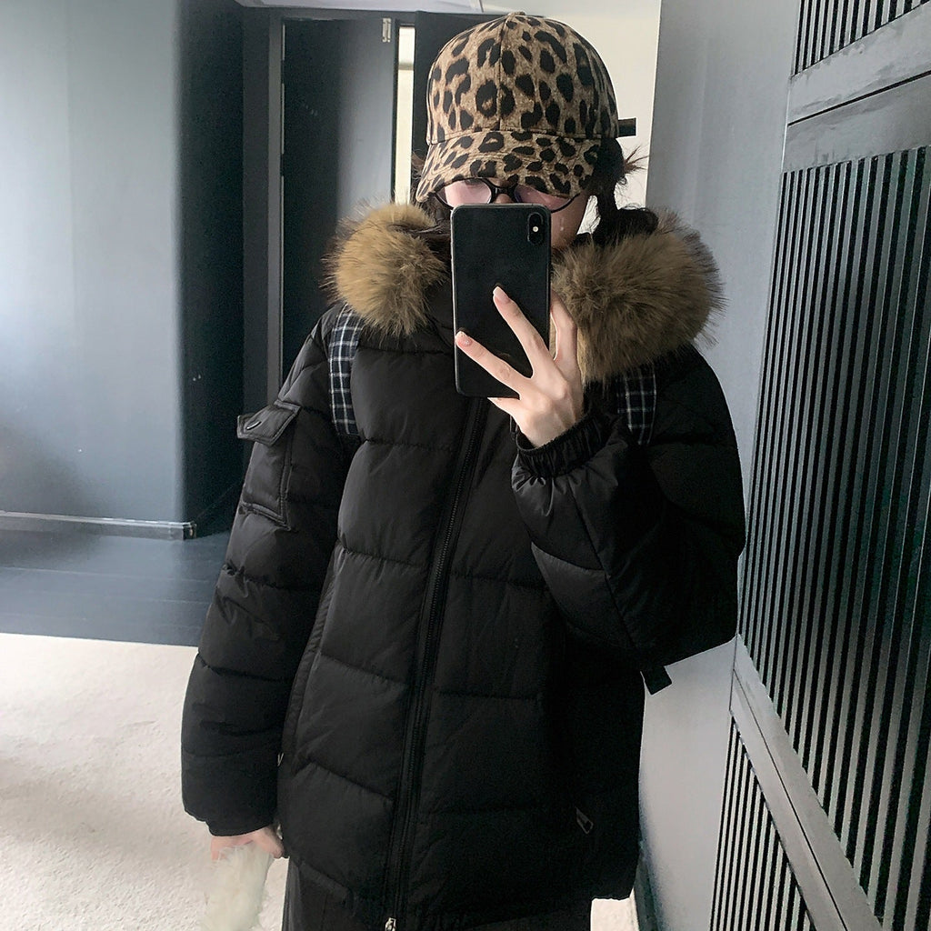 Women's Winter Cotton-Padded Jacket with Large Faux Fur Collar, Puffy Loose Fit Warm Outerwear eprolo