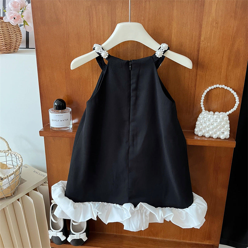 Children's Summer Dress Fashion Princess Sleeveless Black Dress for Girls