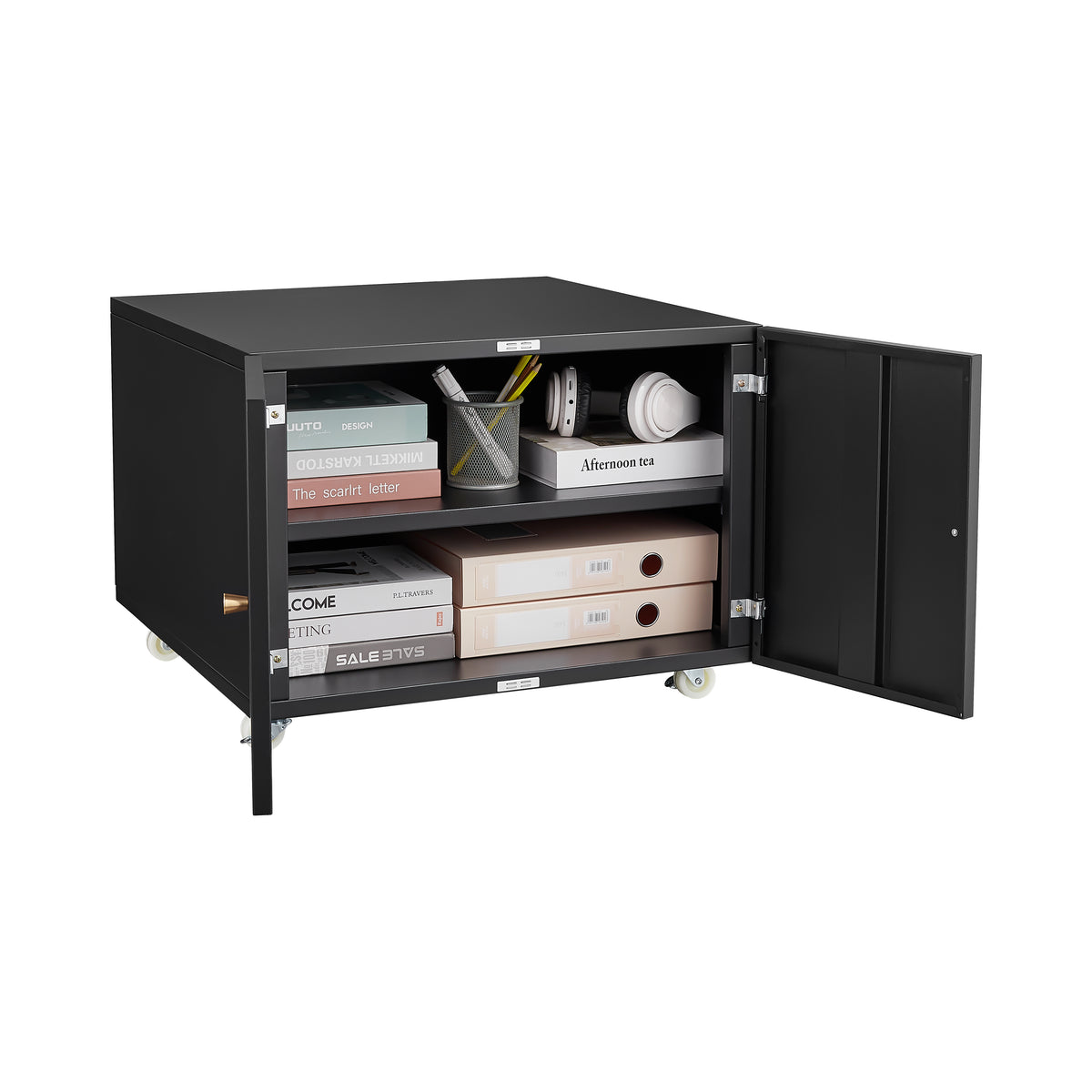 White Mobile Steel Copier Cabinet & Office Storage Stand