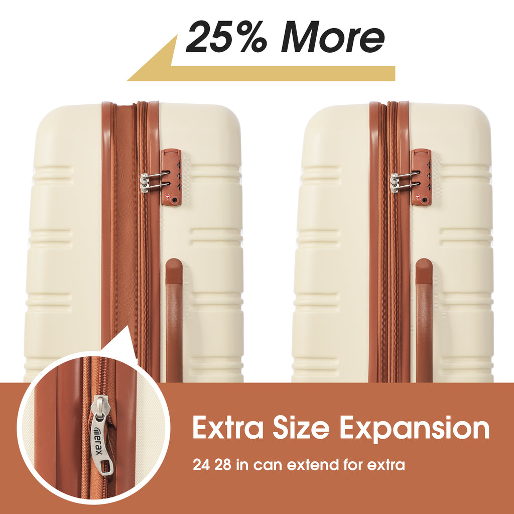 3-Piece Hardside Spinner Luggage Set with TSA Lock – Antique White