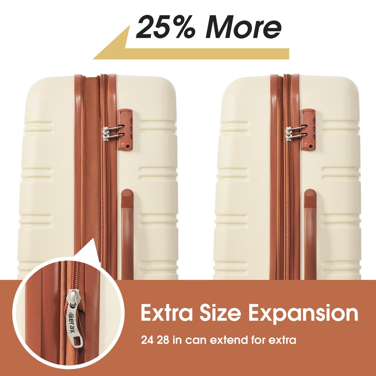 3-Piece Hardside Spinner Luggage Set with TSA Lock – Antique White