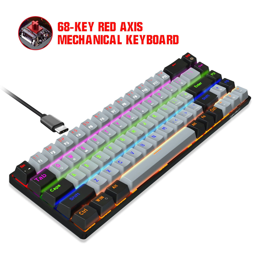 New 68 key RGB luminous esports game with blue and red axis mechanical keyboard laptop MAC 60% eprolo