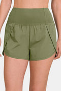 Zenana high-waisted active shorts with zippered back pocket, black athletic shorts for women, designed for comfort and style